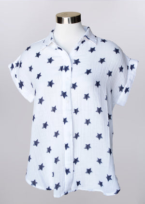 Star Button Up Top | Navy 