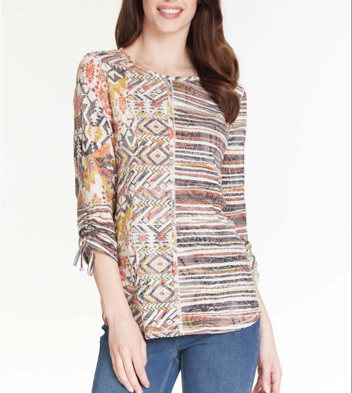 Drawstring Sleeve Top | Multi