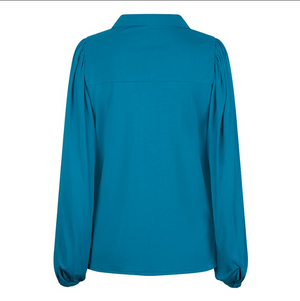 Collar Long Sleeve Top | Blue