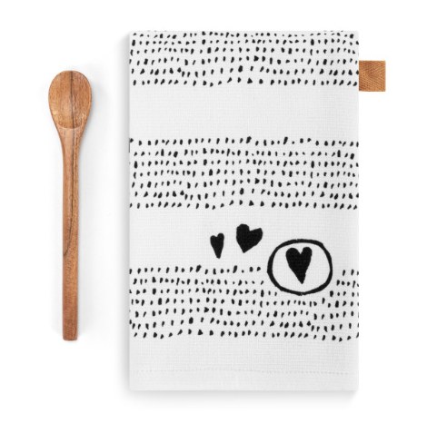 Hearts Kitchen Towel & Tasting Spoon Set