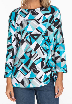 Multiple Button 3/4 Sleeve Top | Diamond/Multi