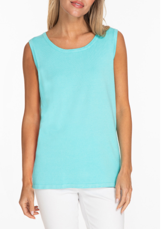 Jewel Neck Tank Sweater | Blue/Aqua