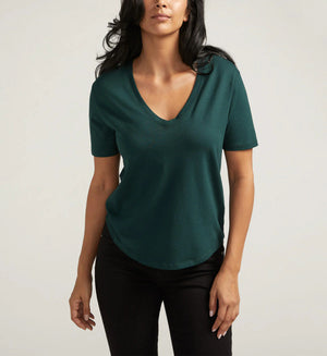 Drapey Lux V-Neck Tee | Pine