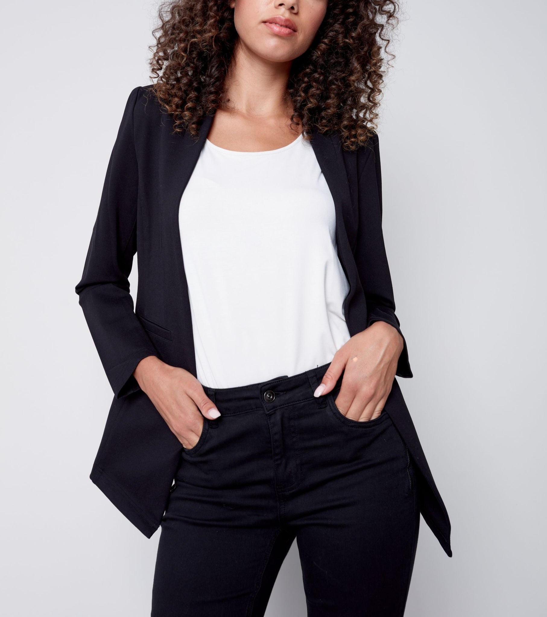 Collarless Blazer | Black