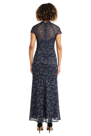 Maggy London Cap Sleeve Illusion Gown