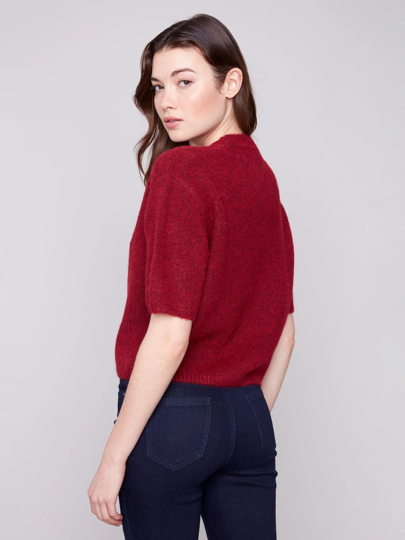 Balloon Elbow Sleeve Knit Sweater