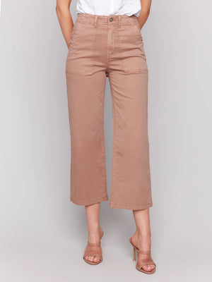 Cropped Utility Pocket Twill Pants