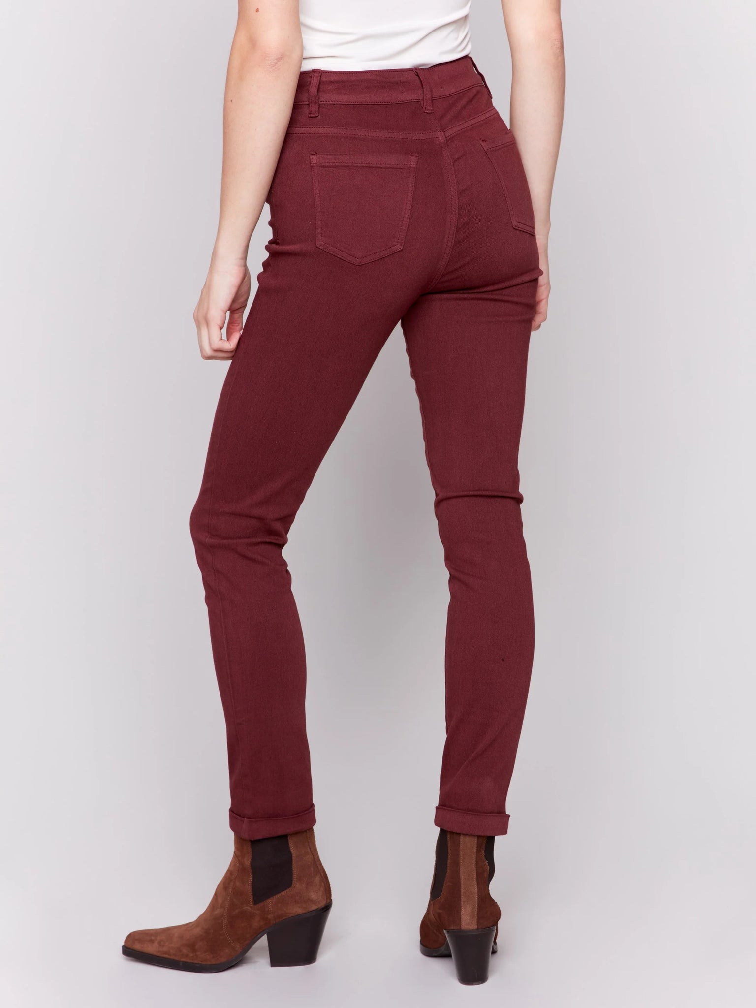 Cuffed Hem Twill Jeans