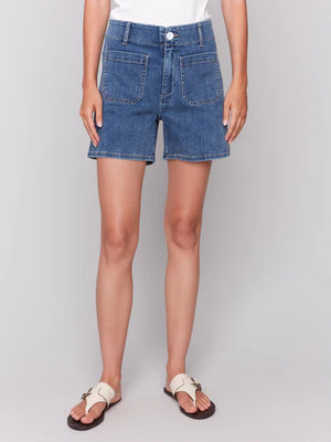 Denim Shorts with Patch Pockets