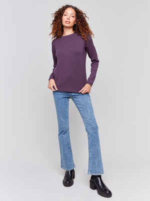 Frayed Edge Round Hem Sweater