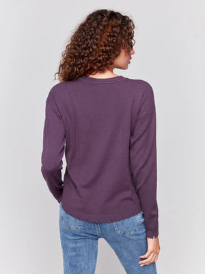 Frayed Edge Round Hem Sweater