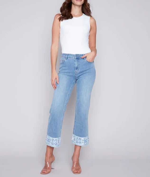 Jeans with Crochet Cuff | Light Blue