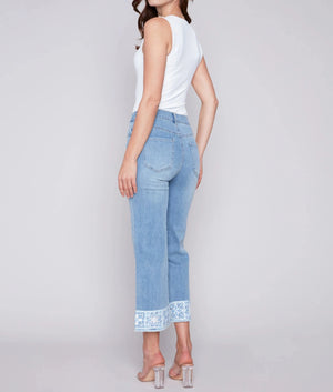 Jeans with Crochet Cuff | Light Blue