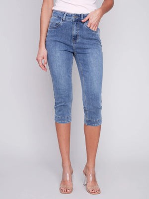 Knee High Capri Jeans | Medium Blue