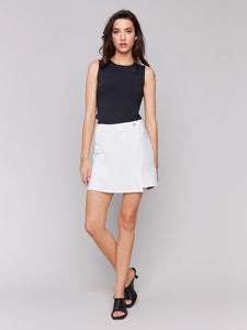 Linen Blend Wrap Skort