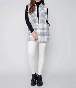 Plaid Boiled Wool Vest | Light Gray