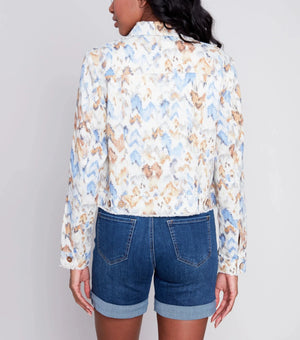 Printed Linen Blend Jacket - Seaside