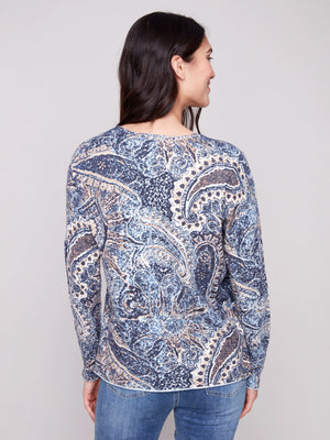Printed V-Neck Sweater