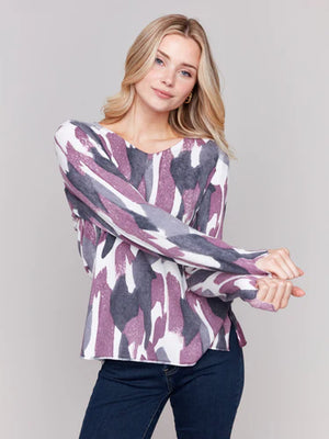 Printed V-Neck Sweater