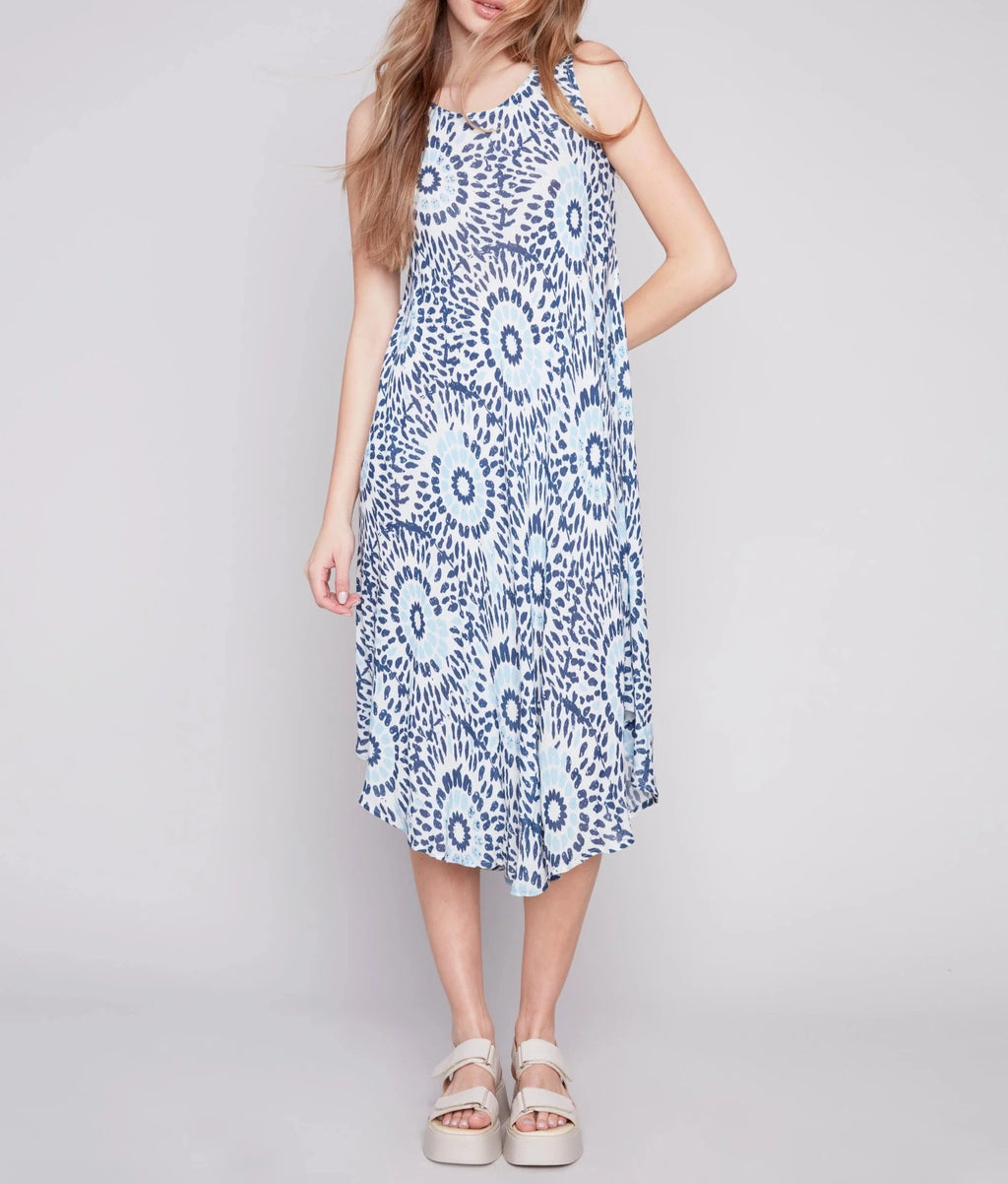 Sleeveless Printed Rayon Dress - Sahara