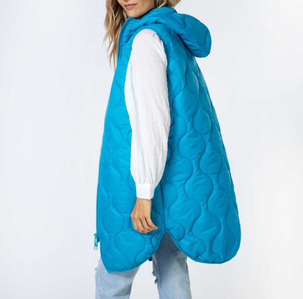 Body Warmer Quilted Long Vest | Petrol