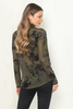 Floral Flocked Sheer Mesh Shirt