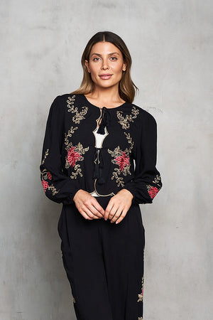 Viscose Embroidered Bolero w/Scallop Trim