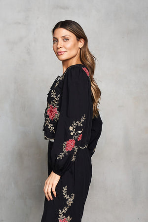 Viscose Embroidered Bolero w/Scallop Trim