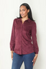 Faux Suede Long Sleeve Button Front Shirt