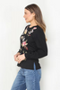 Floral Embroidered Thermal Bishop Sleeve Top