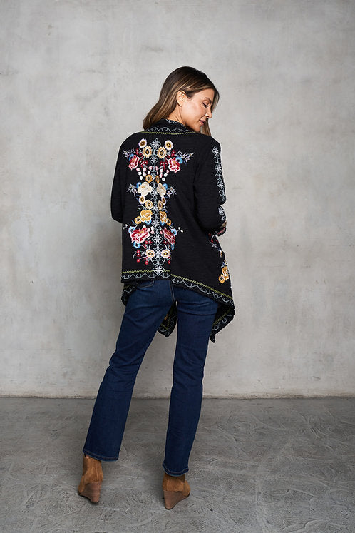 Double Face Knit Embroidered Cardigan