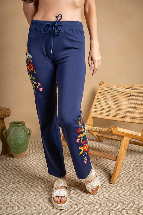 French Terry Embroidered Pull-On Pant