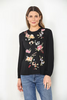 Floral Embroidered Thermal Bishop Sleeve Top