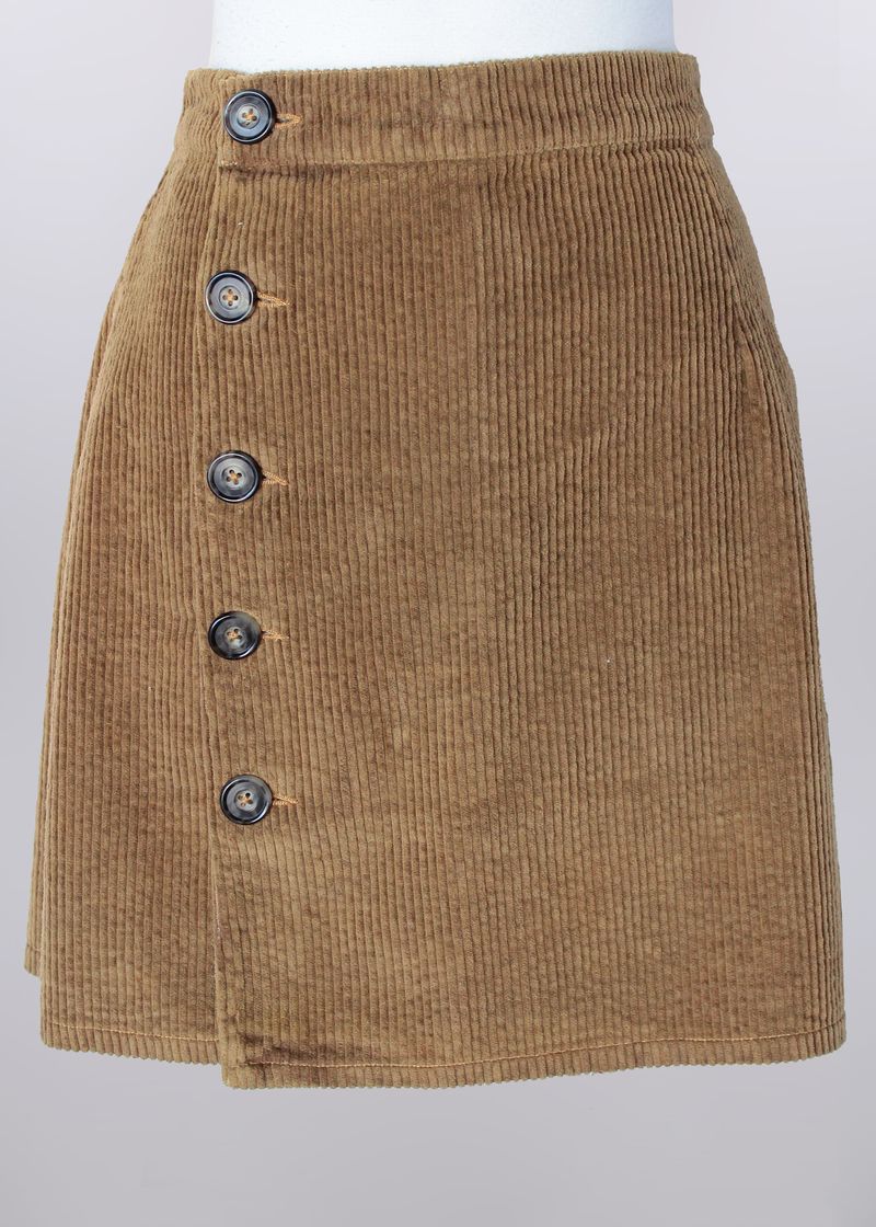 Side Button Corduroy Skirt