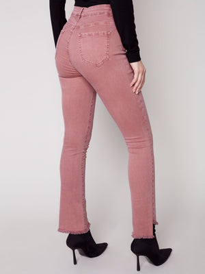 Raw Hem Flare Pants | Raspberry