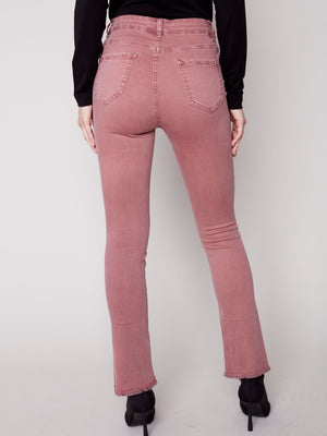 Raw Hem Flare Pants | Raspberry