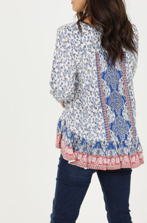 Hi-Lo Blouse with Flounced Hem