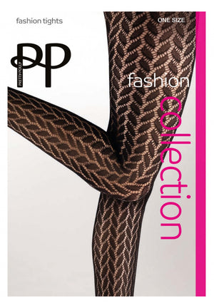 Leaf Net Pattern Tights | Black