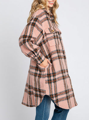 Plaid Long Coat | Mauve Plaid