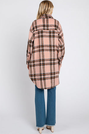 Plaid Long Coat | Mauve Plaid