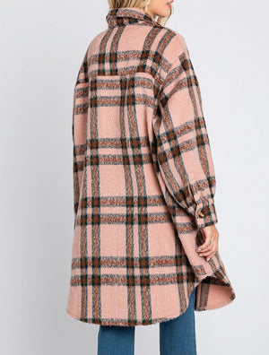 Plaid Long Coat | Mauve Plaid