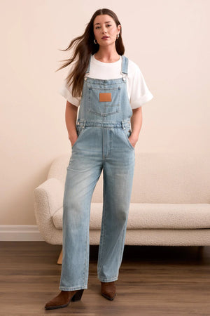 Blue Thread Classic Denim Flowy Straight Leg Overalls