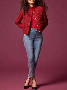 CROPPED TWEED JACKET | Earth Red