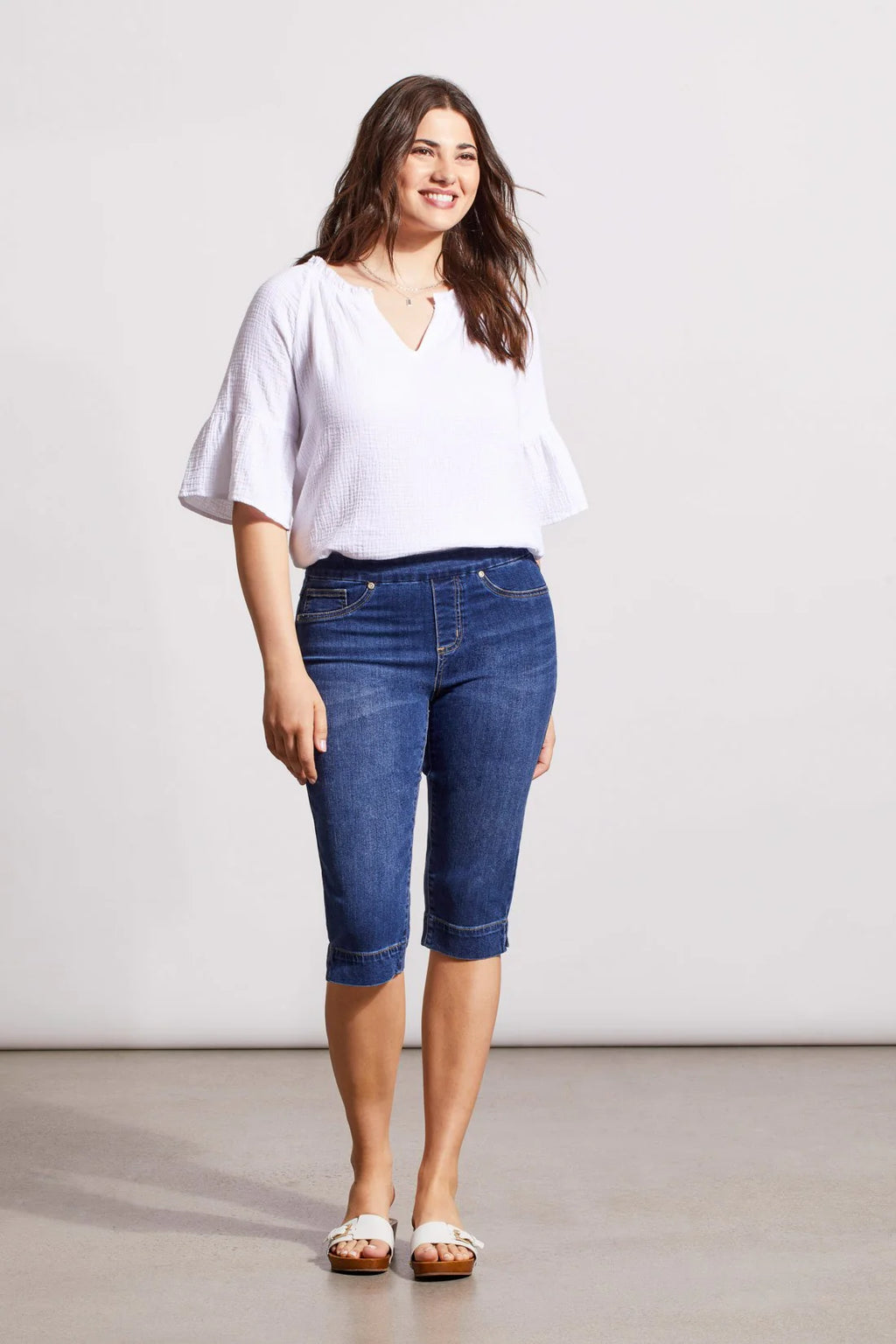 PULL-ON STRETCH DENIM CAPRIS | Realblue