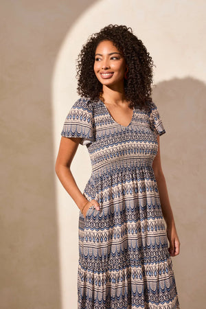 Ruched Top Short Sleeve Maxi Dress