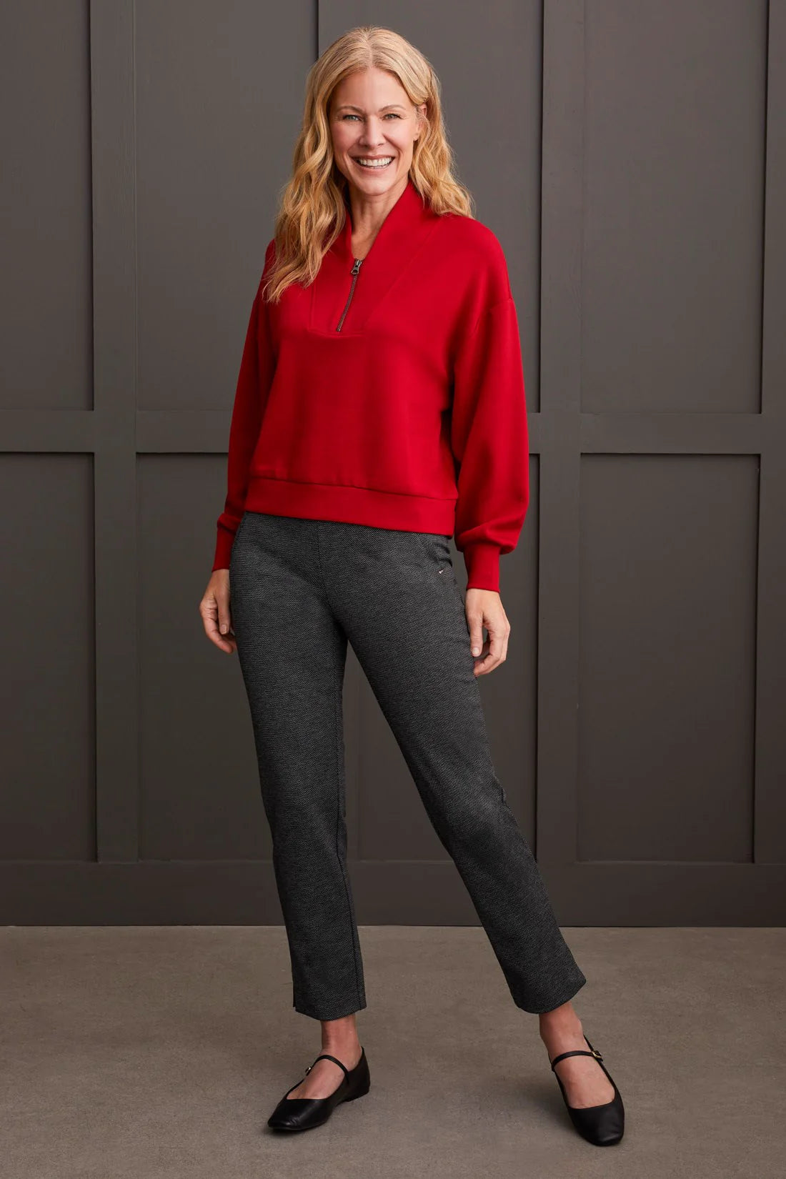 Techno Lux Stretch Dolman Top With Quarter Zip