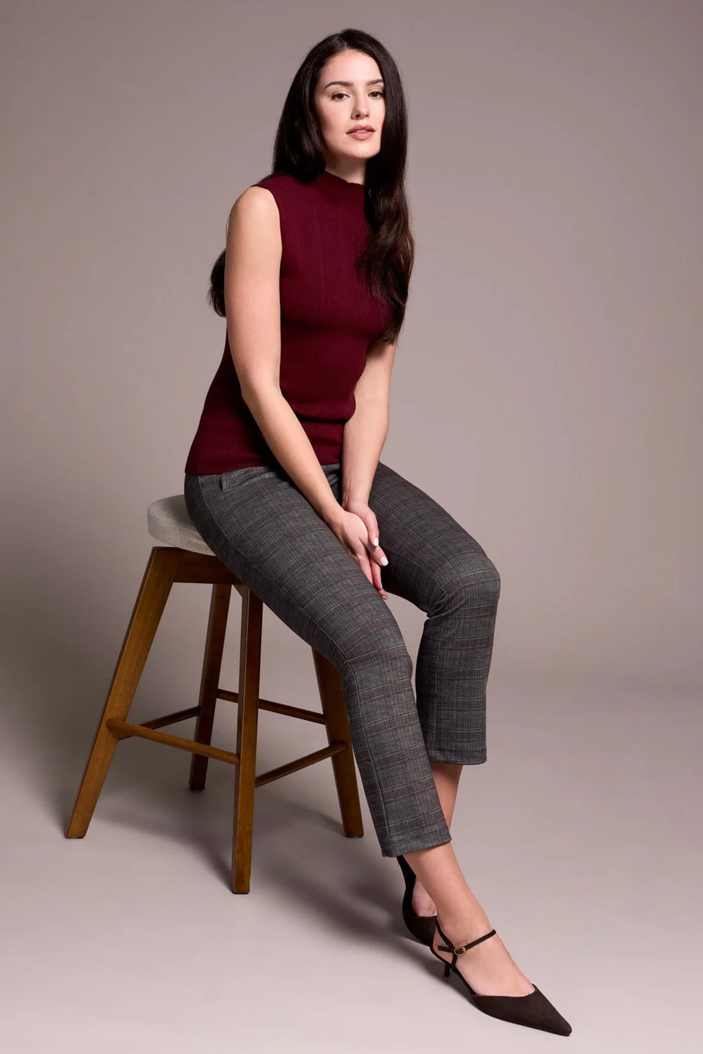 Textured Sleeveless Mock Neck Top