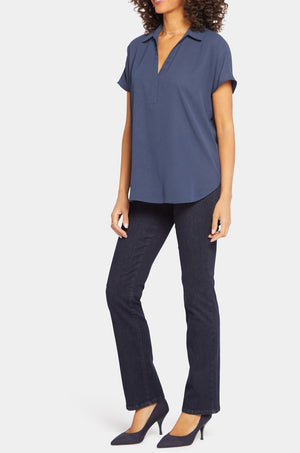 Short Sleeve Dipped Hem Blouse