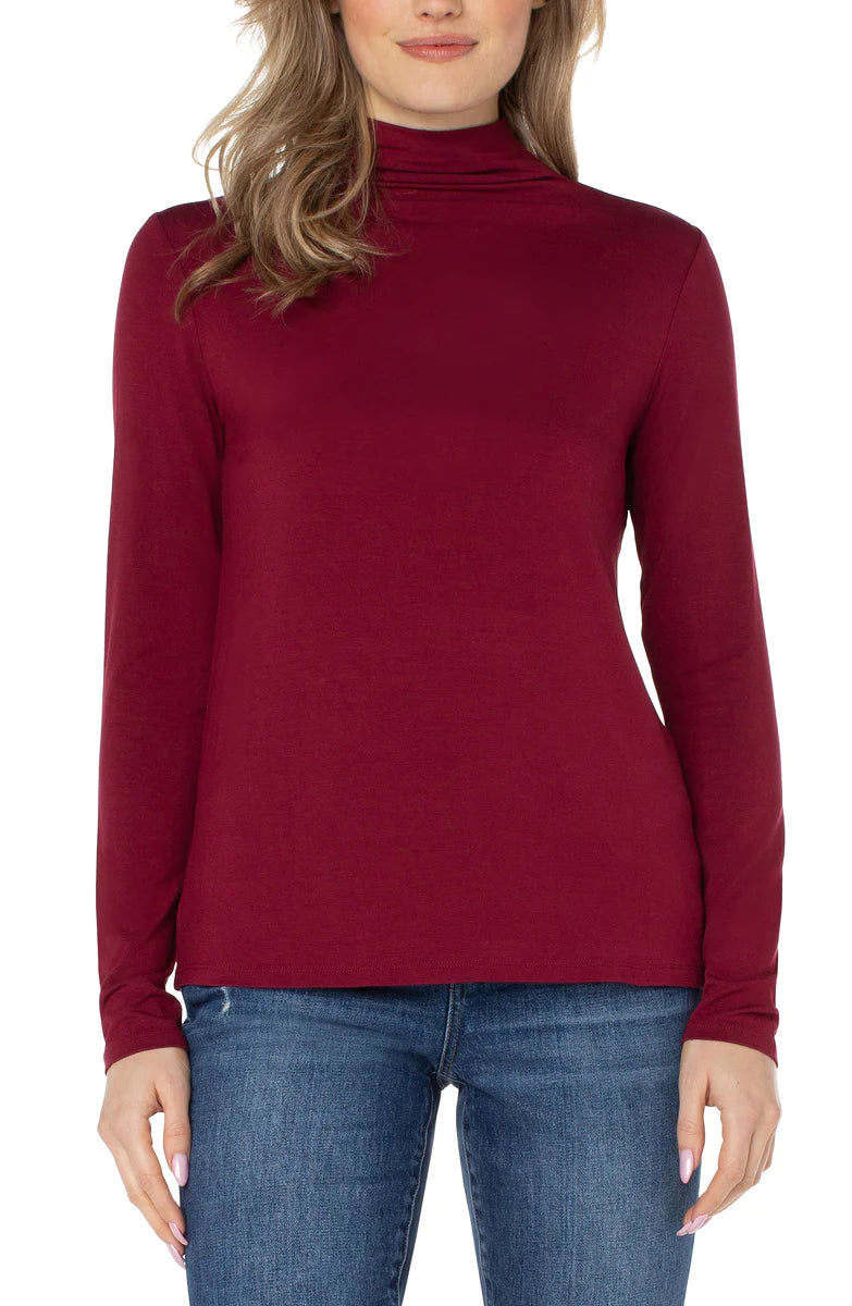 Mock Neck Long Sleeve Top | Red Velvet