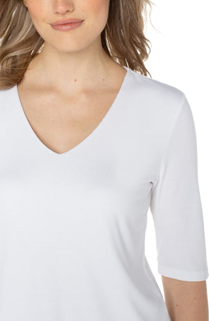 Double Layer V-neck Rib Knit Top